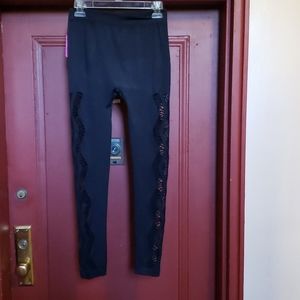 OPPA ! BLACK TIGHTS WITH CUT OUT SIZE L